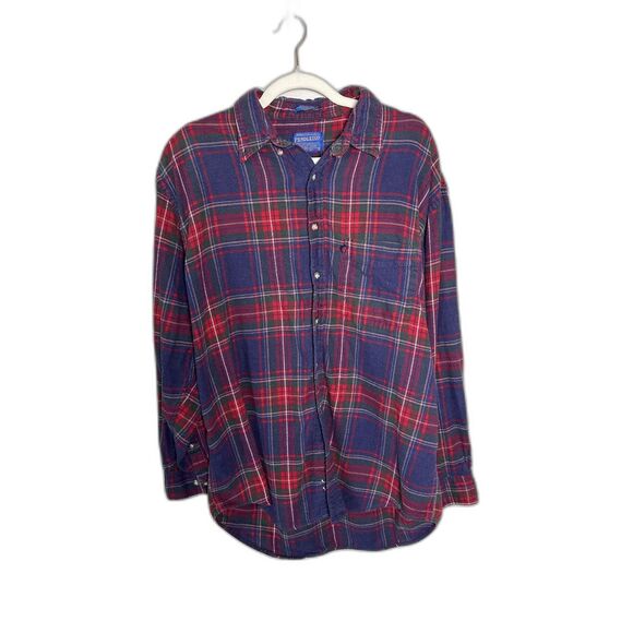 Pendleton Other - Pendleton Plaid Flannel Shirt Mens L Large Blue Red Cotton Button Down Vintage